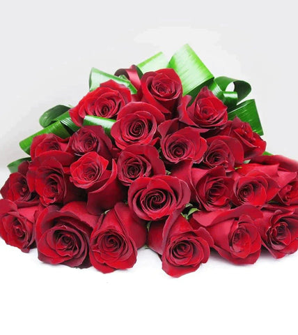 24 premium red roses - 24 red roses, red roses, bouquet, red roses with foliage